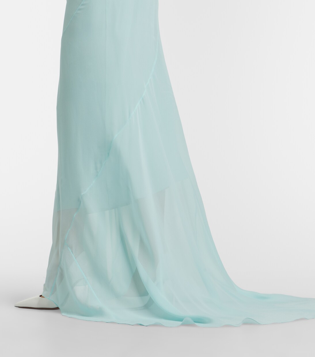 Draped sheer silk crêpe georgette gown | Mugler