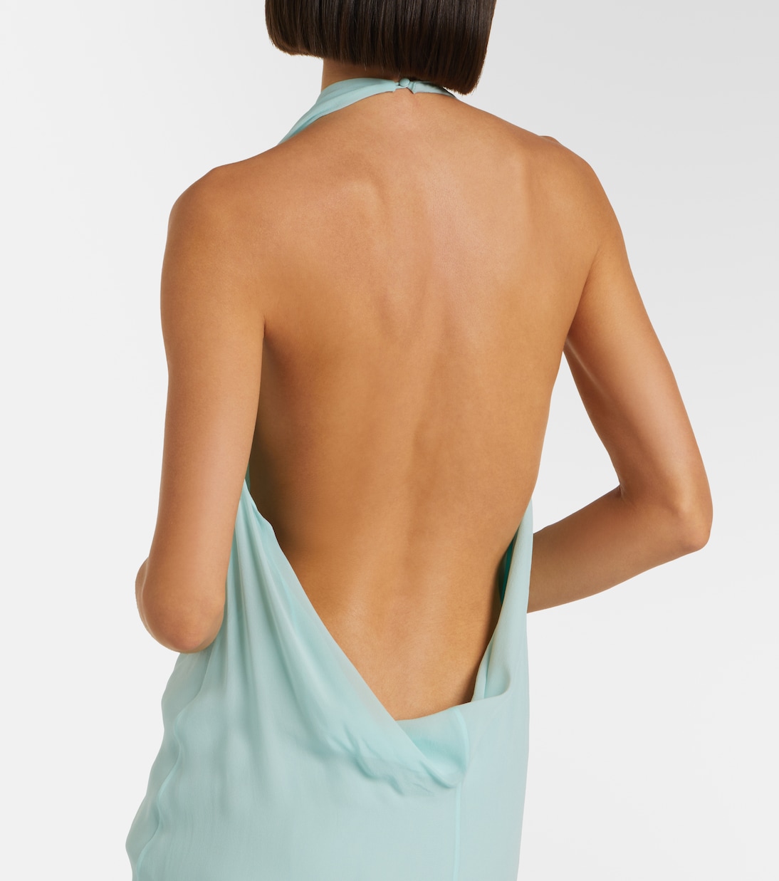 Draped sheer silk crêpe georgette gown | Mugler