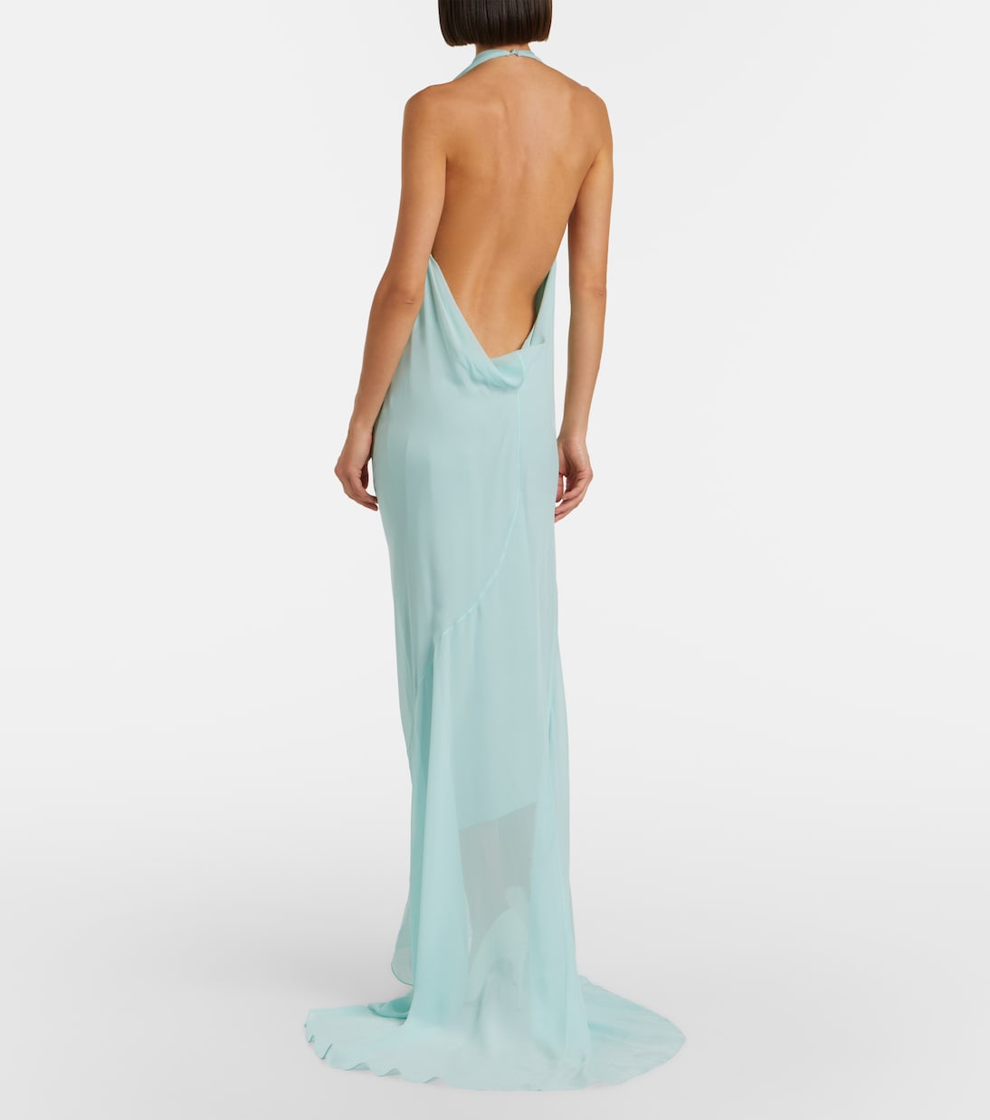 Draped sheer silk crêpe georgette gown | Mugler