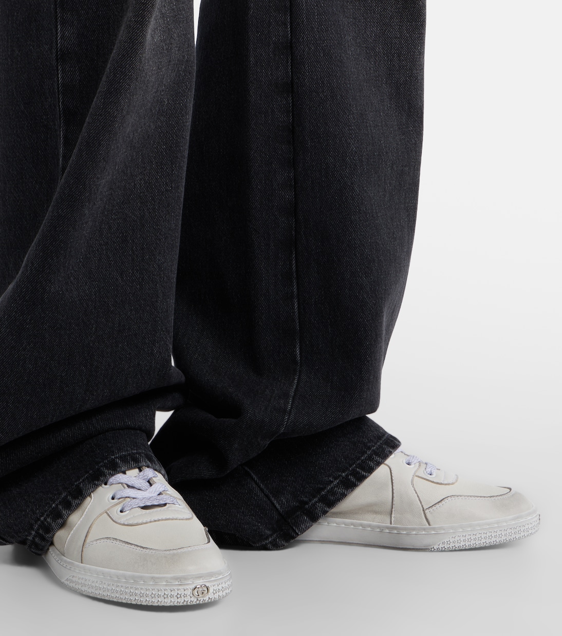 Sneakers Stretch Web Stripe aus Leder | Gucci