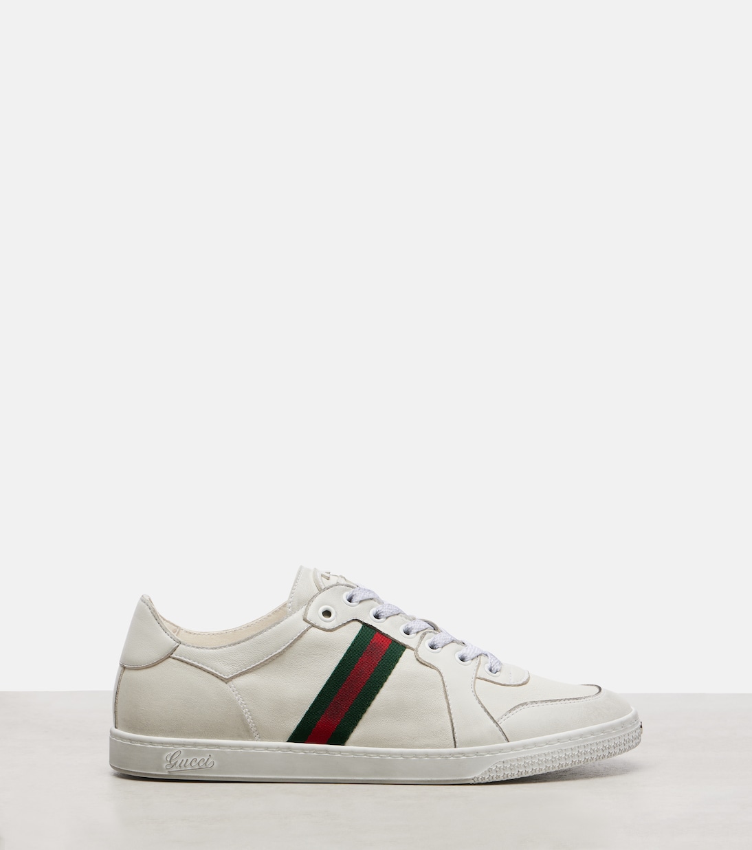 Sneakers Stretch Web Stripe aus Leder | Gucci