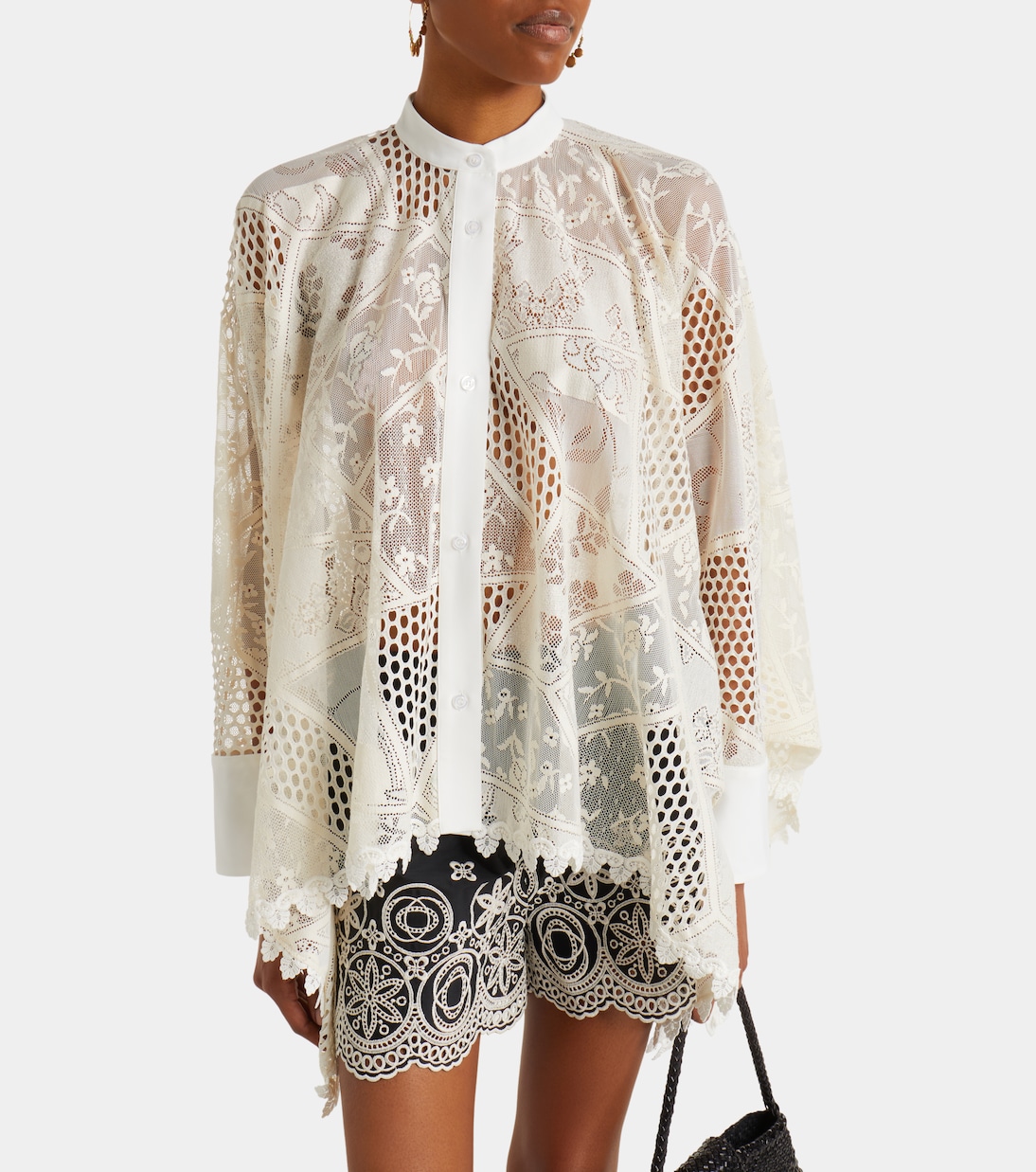 Foulard cotton-blend lace shirt | La DoubleJ