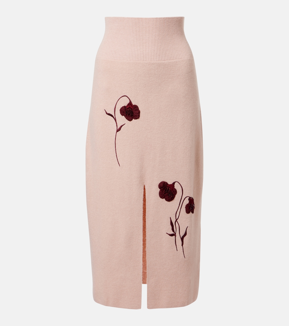 Floral-appliqué knitted midi skirt | Erdem