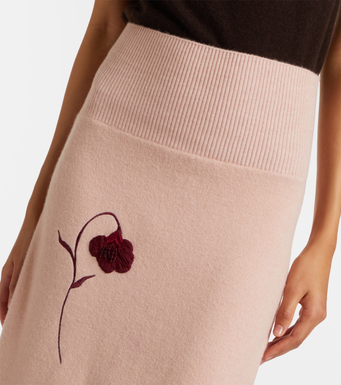 Floral-appliqué knitted midi skirt | Erdem