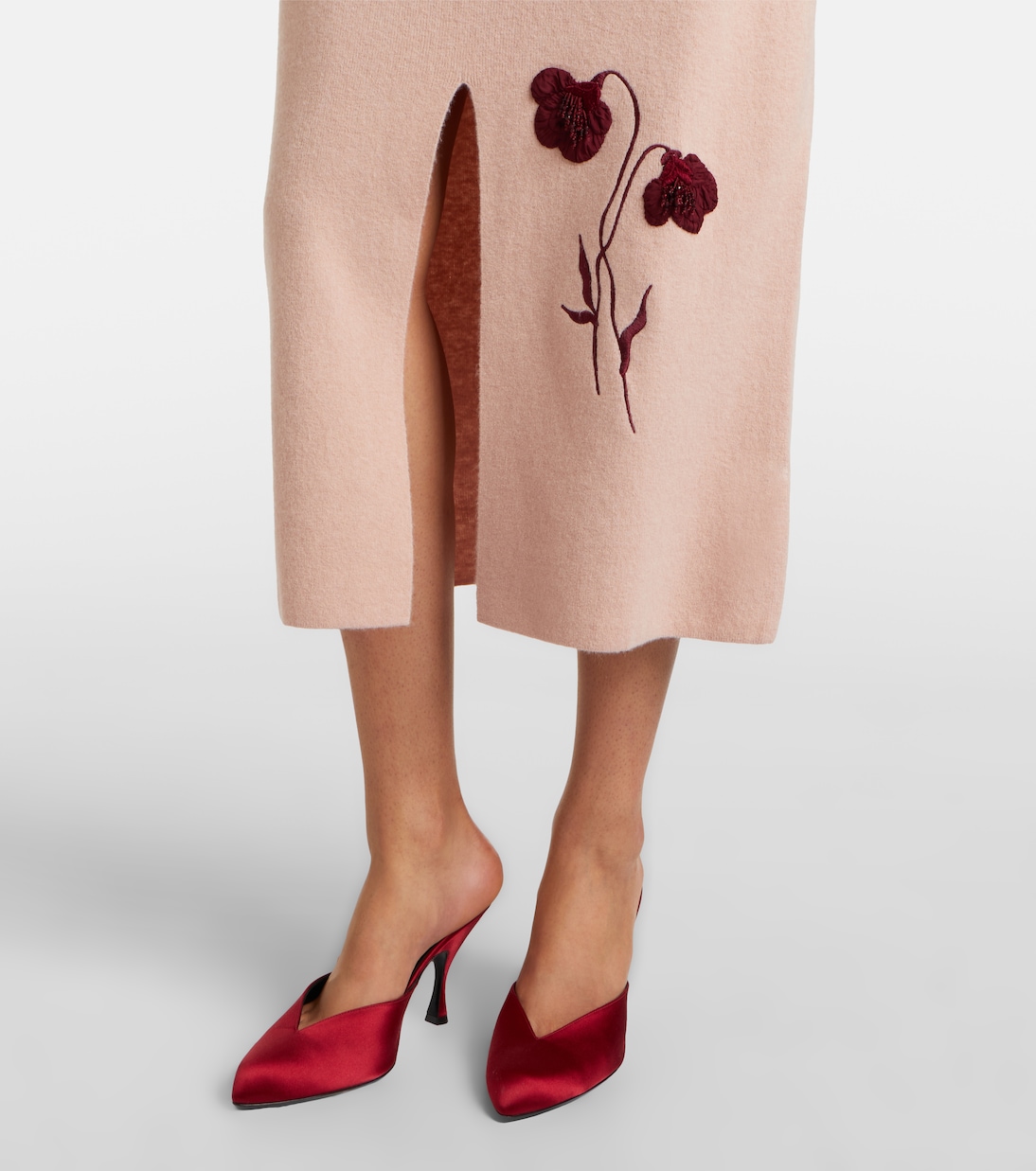 Floral-appliqué knitted midi skirt | Erdem