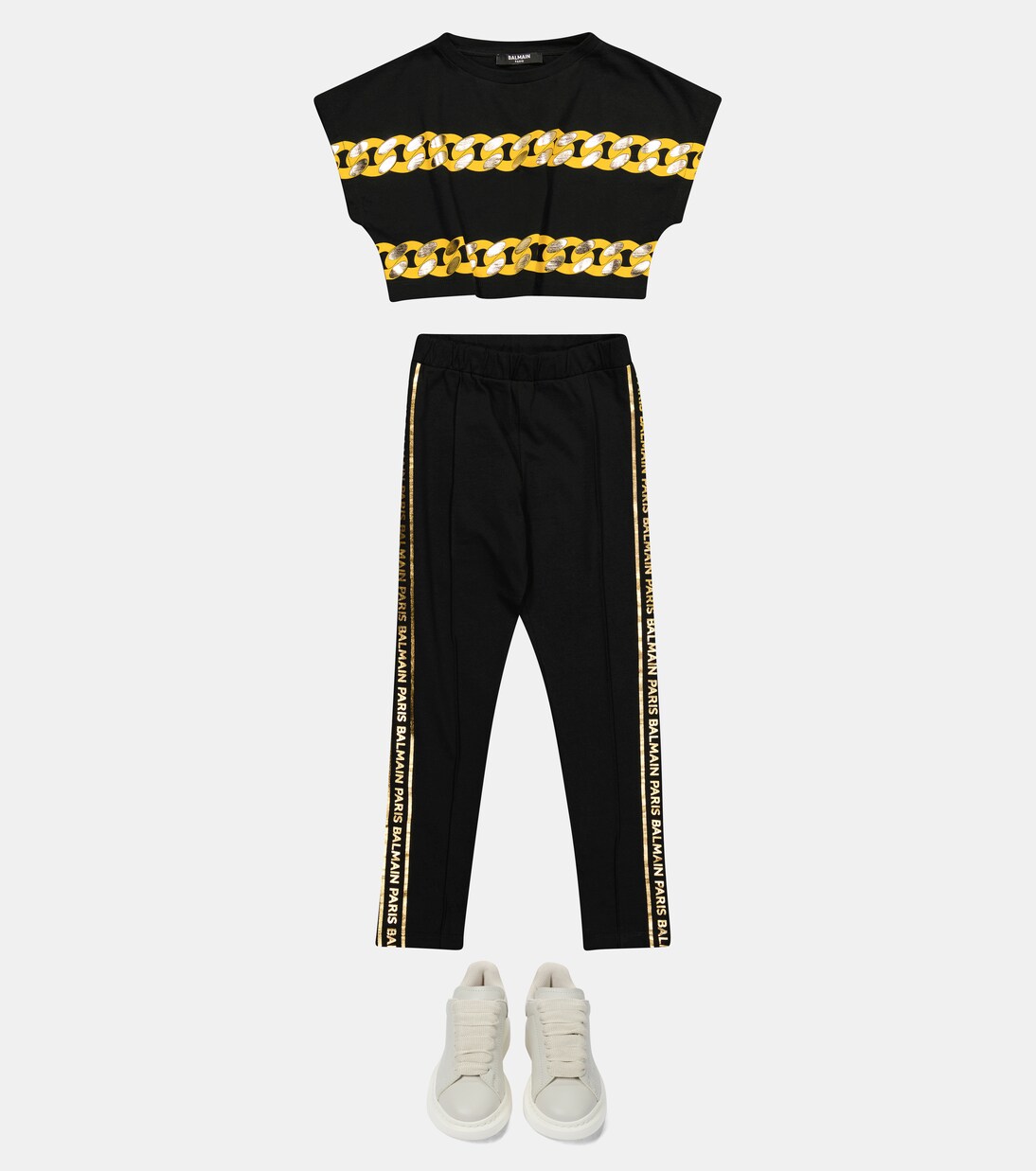Printed cropped cotton T-shirt | Balmain Kids