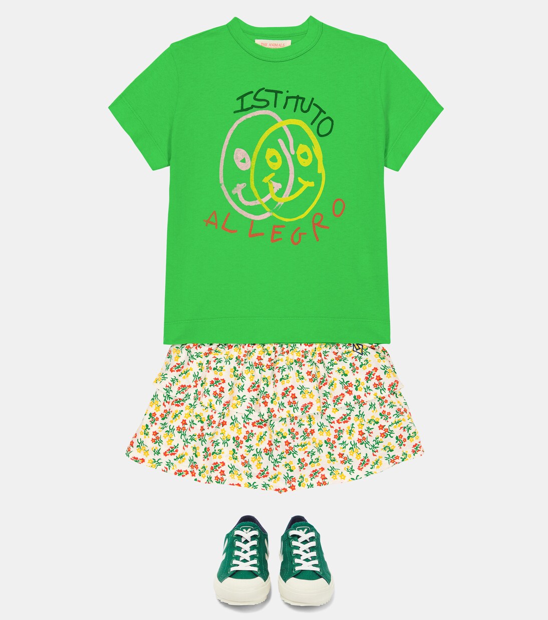 Jupe Kiwi en coton à fleurs | The Animals Observatory