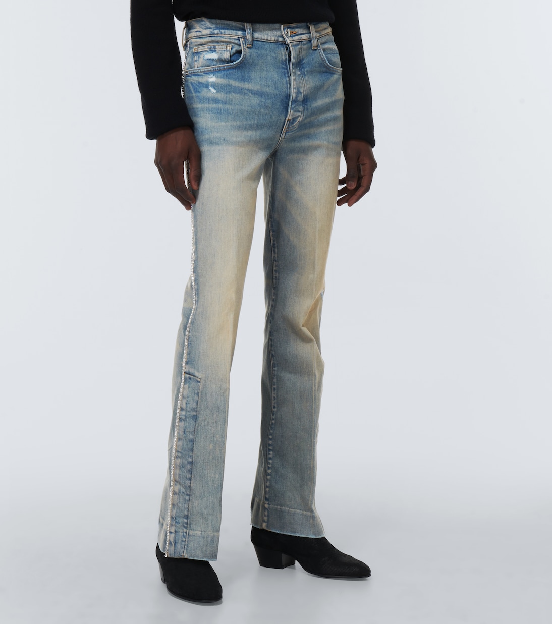 Distressed embellished denim jeans | Amiri