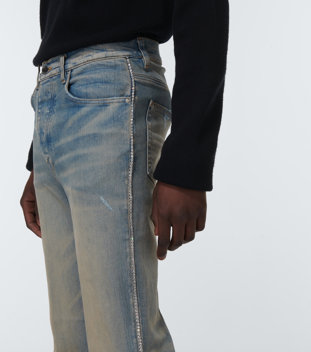 Distressed embellished denim jeans | Amiri