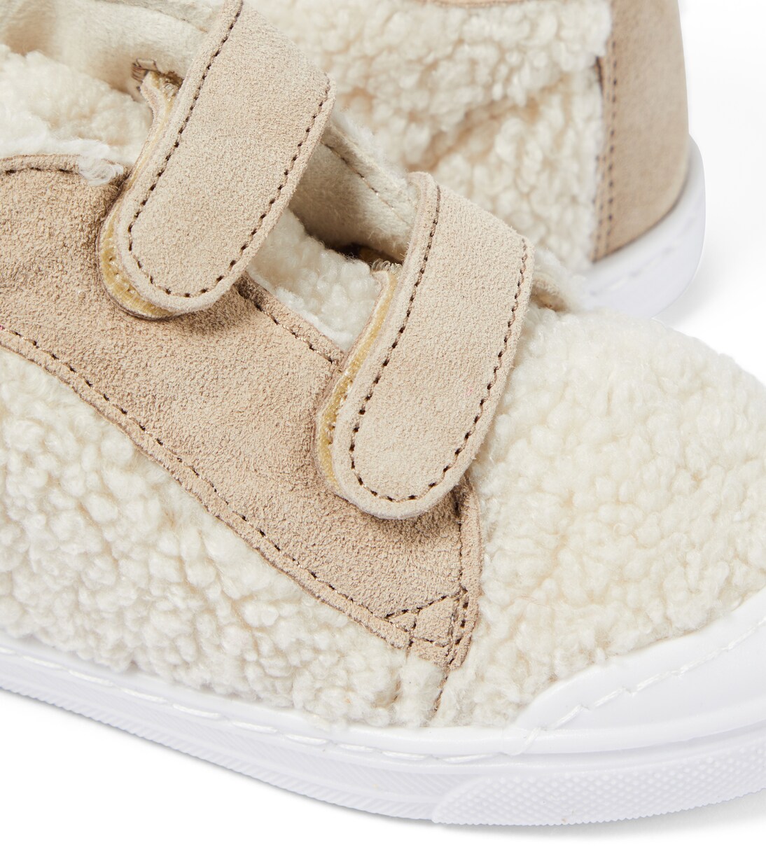 Leather-trimmed teddy sneakers | Il Gufo
