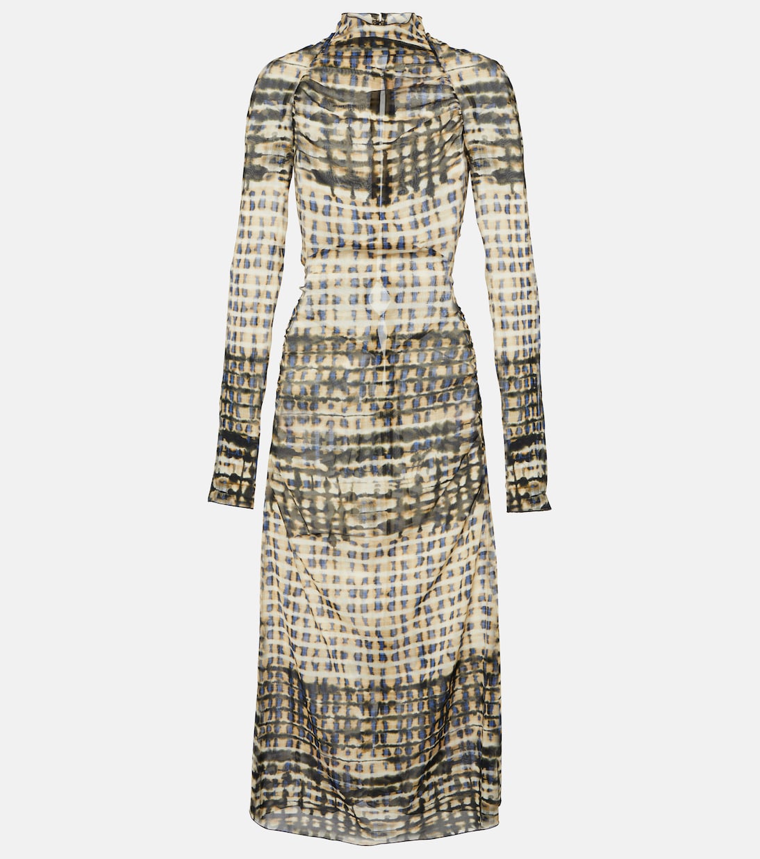 Robe midi imprimée en soie mélangée | KNWLS