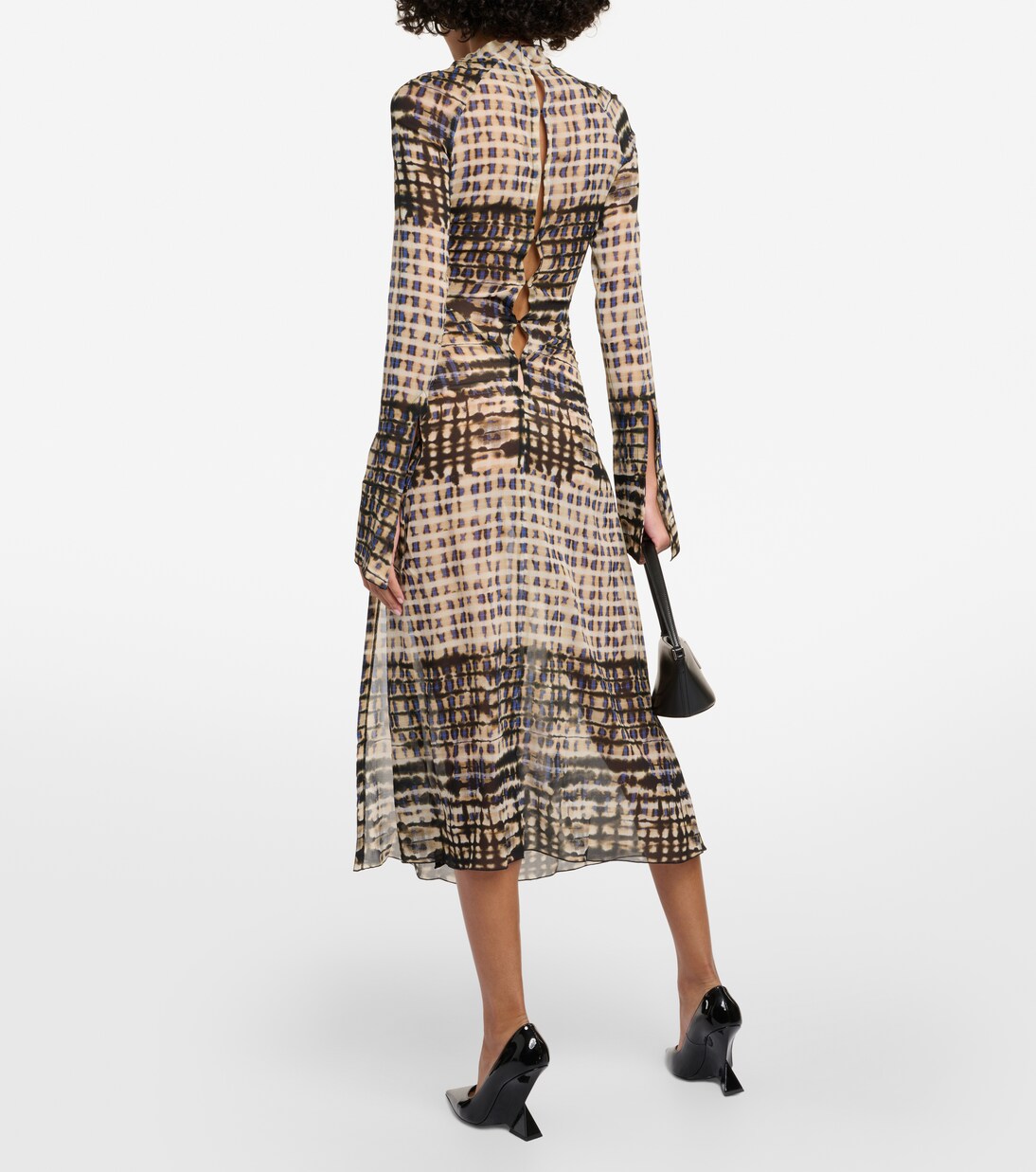 Robe midi imprimée en soie mélangée | KNWLS