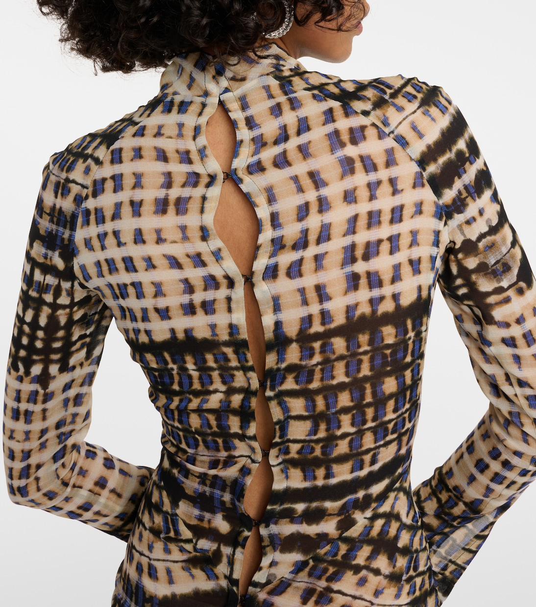 Robe midi imprimée en soie mélangée | KNWLS