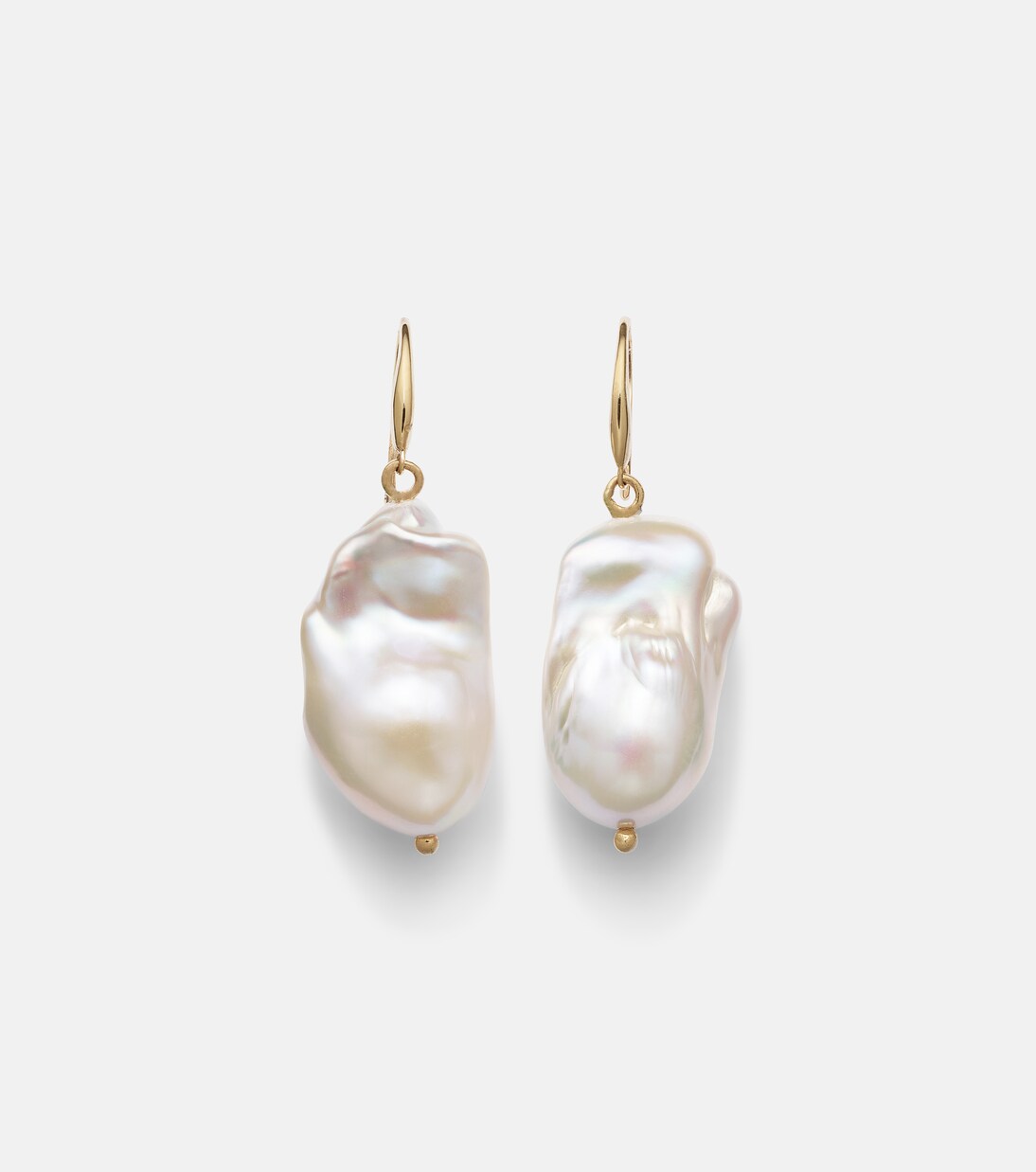 14kt gold drop earrings with baroque pearls | Mateo