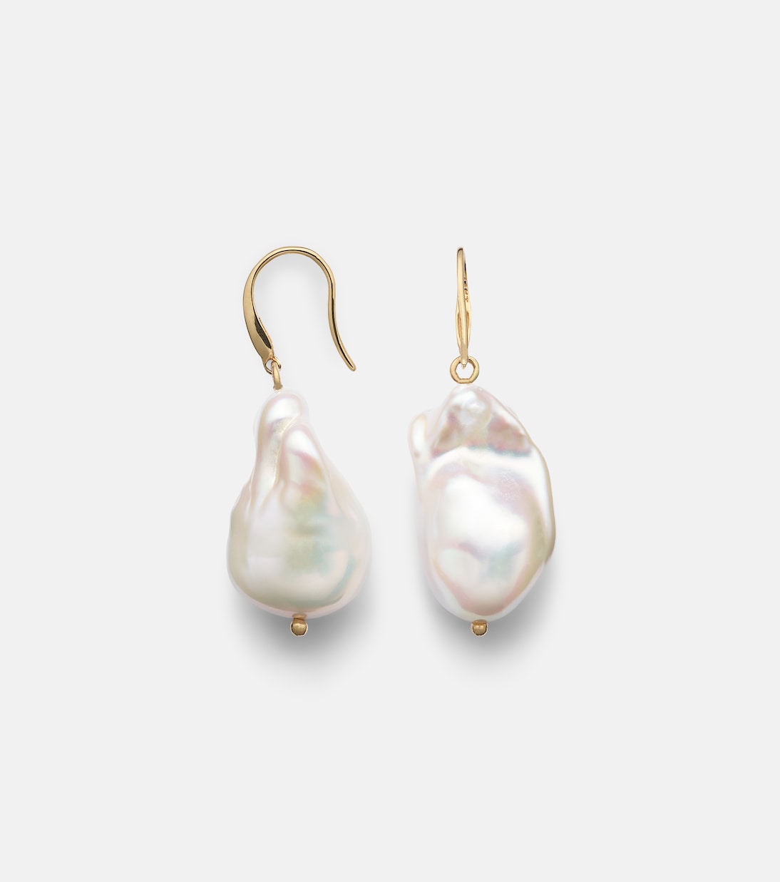 14kt gold drop earrings with baroque pearls | Mateo