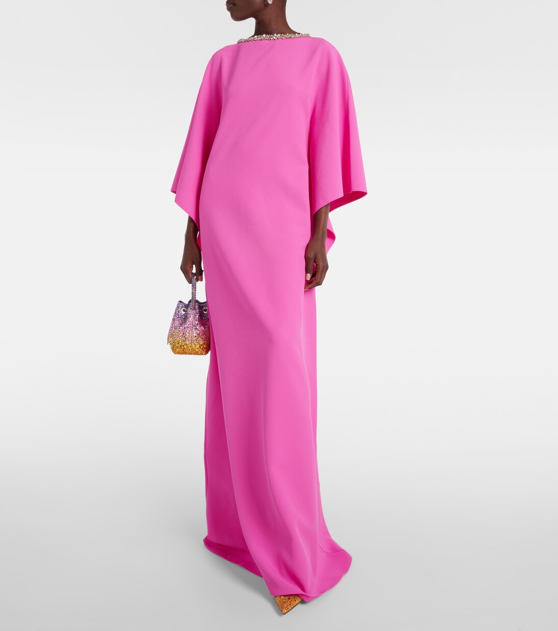 Robe longue Amarella en crêpe à ornements | Safiyaa