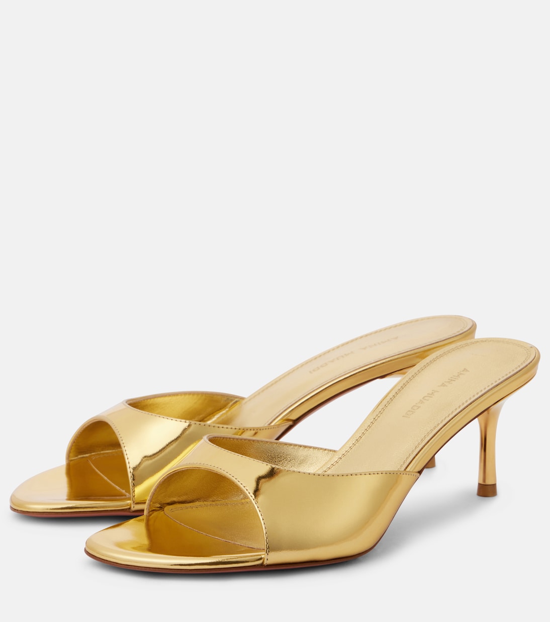 Pantoletten Jeanne 60 aus Metallic-Leder | Amina Muaddi