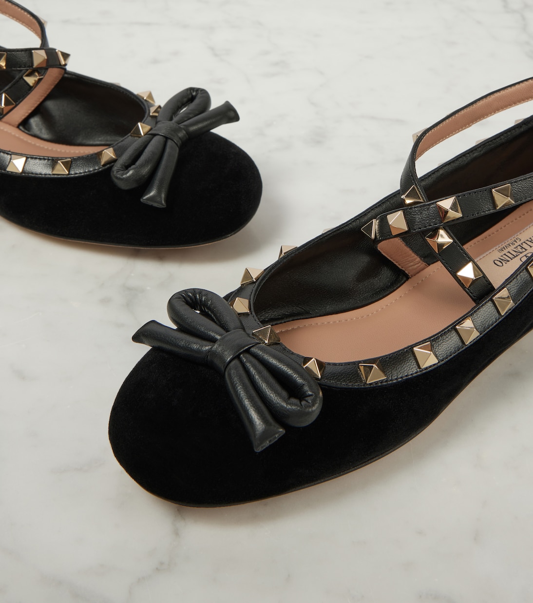 Ballerinas Rockstud aus Samt | Valentino Garavani