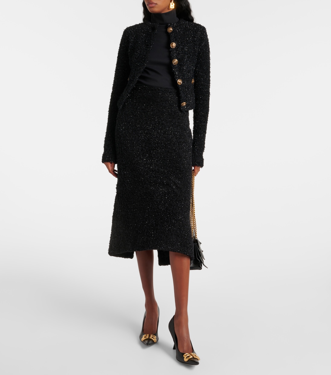Cotton-blend tweed midi skirt | Balenciaga