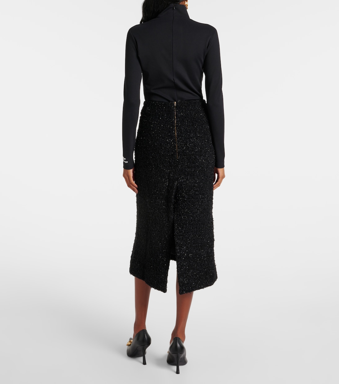 Cotton-blend tweed midi skirt | Balenciaga