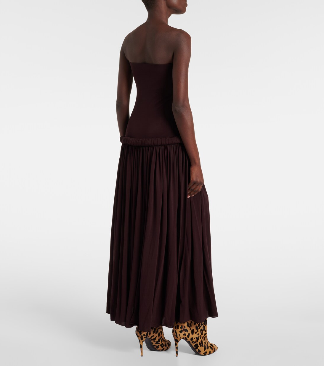 Strapless gathered jersey maxi dress | Alaïa
