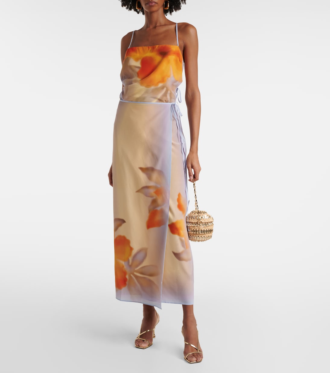 Falda envolvente de crepé de seda floral | SIR