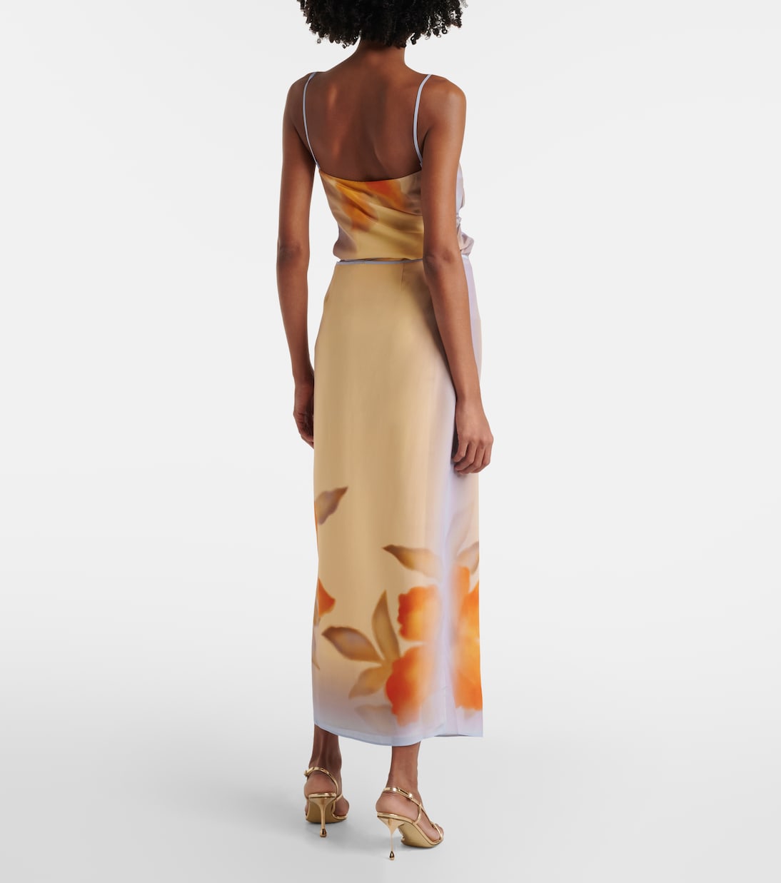 Falda envolvente de crepé de seda floral | SIR