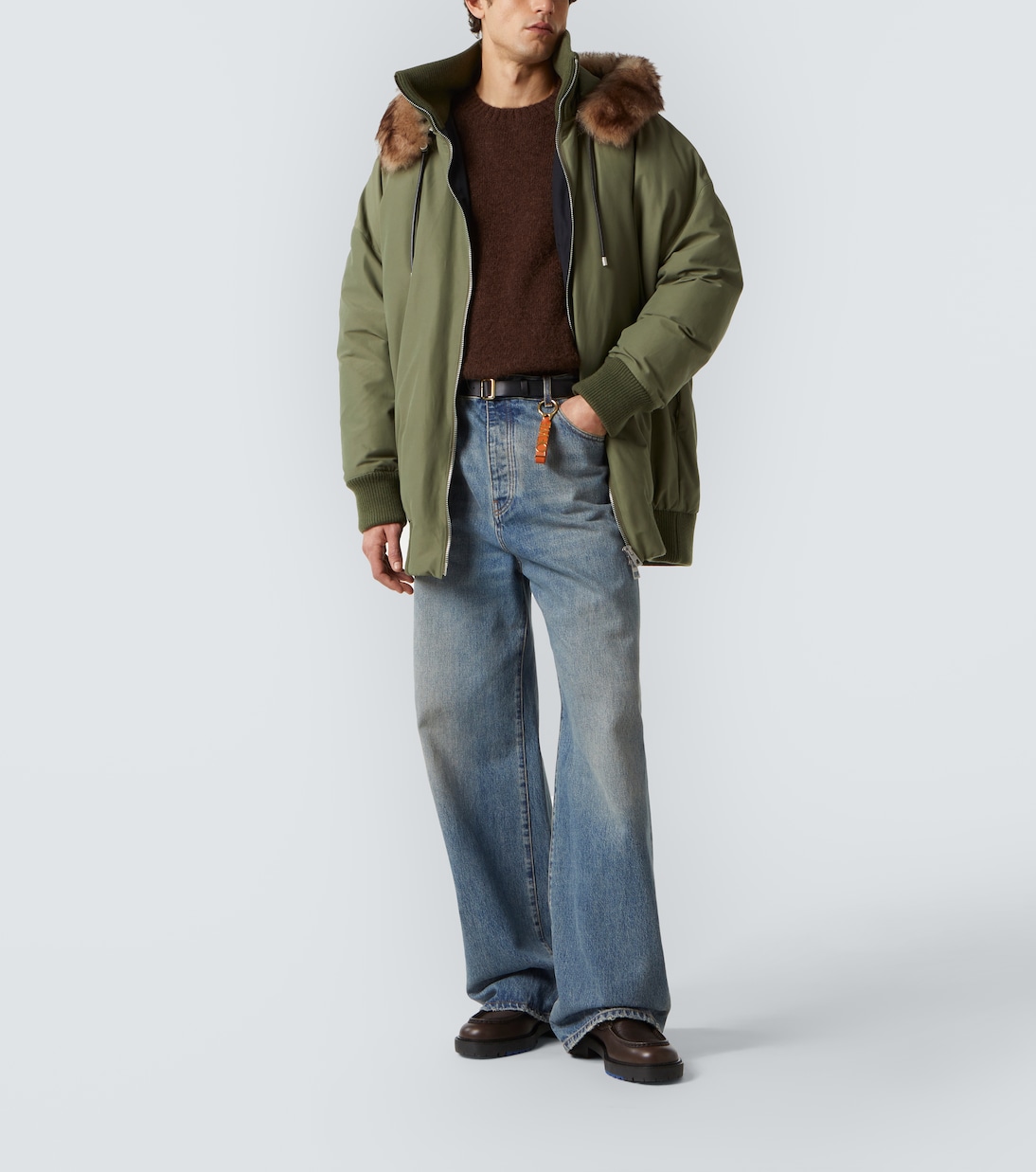 Shearling-trimmed technical puffer coat | Loewe