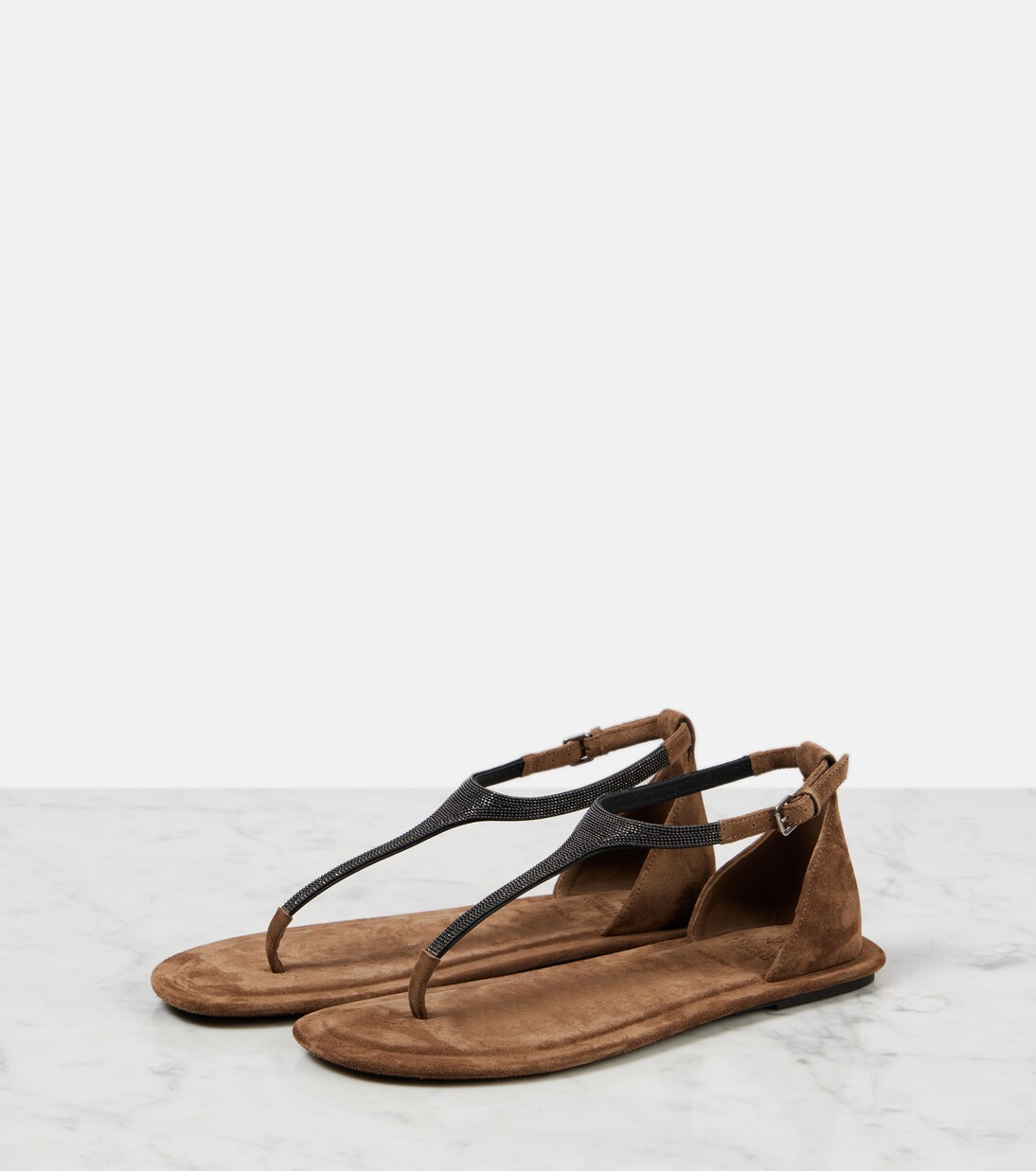 Monili suede thong sandals | Brunello Cucinelli