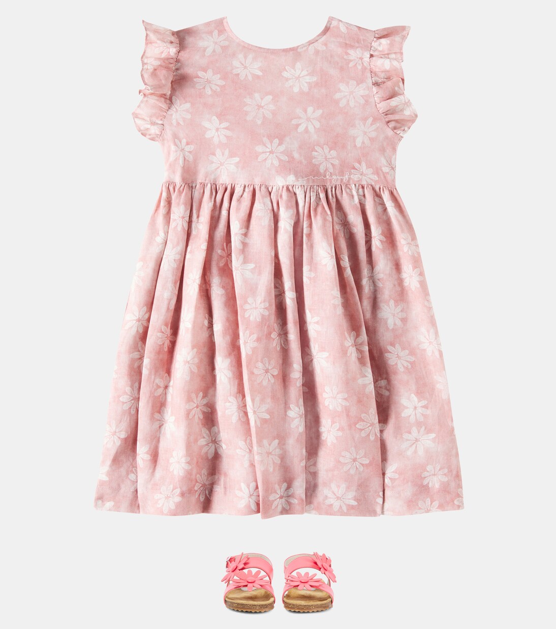 Floral ruffled linen dress | Il Gufo