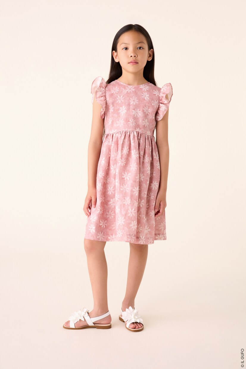 Floral ruffled linen dress | Il Gufo
