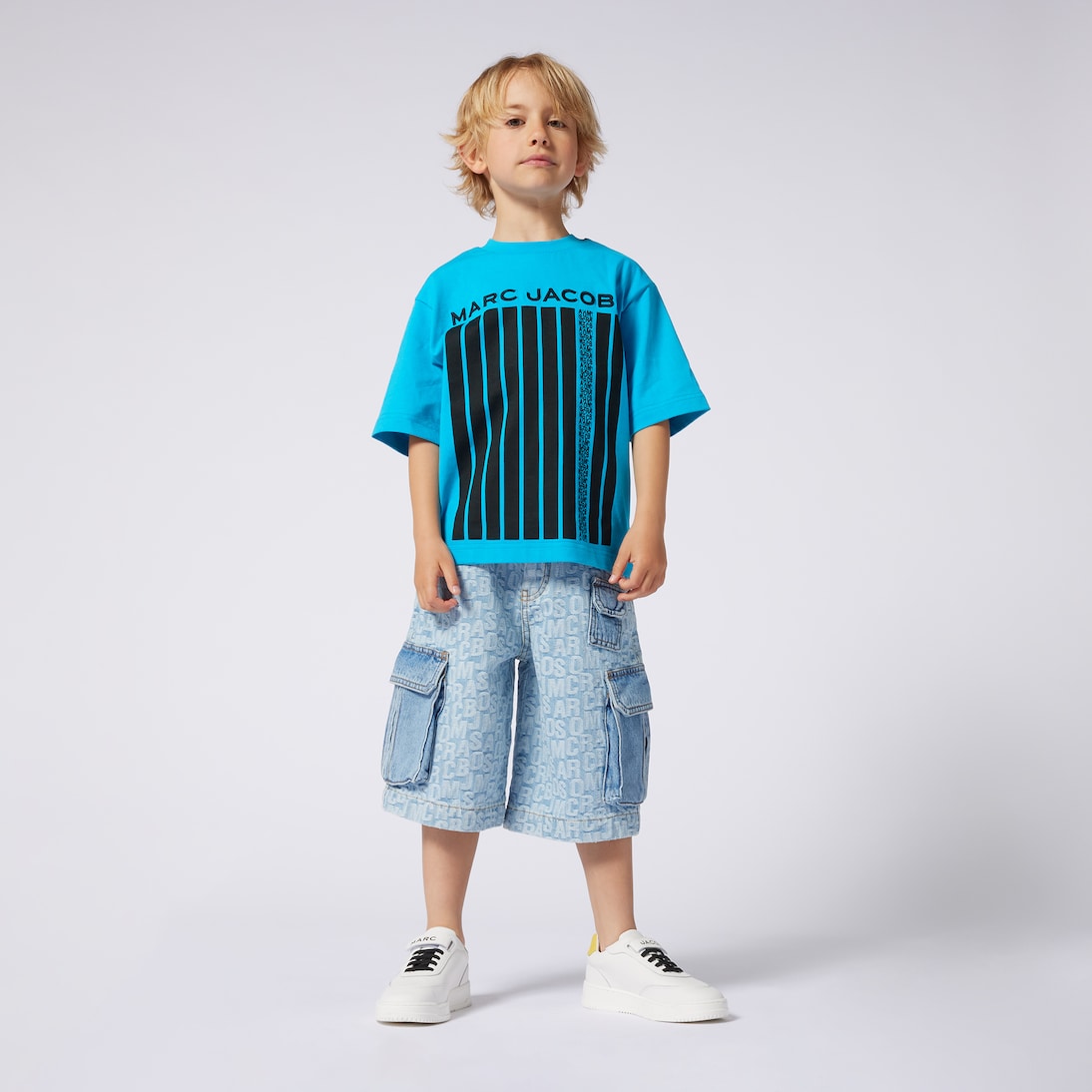 Logo denim cargo shorts | Marc Jacobs Kids