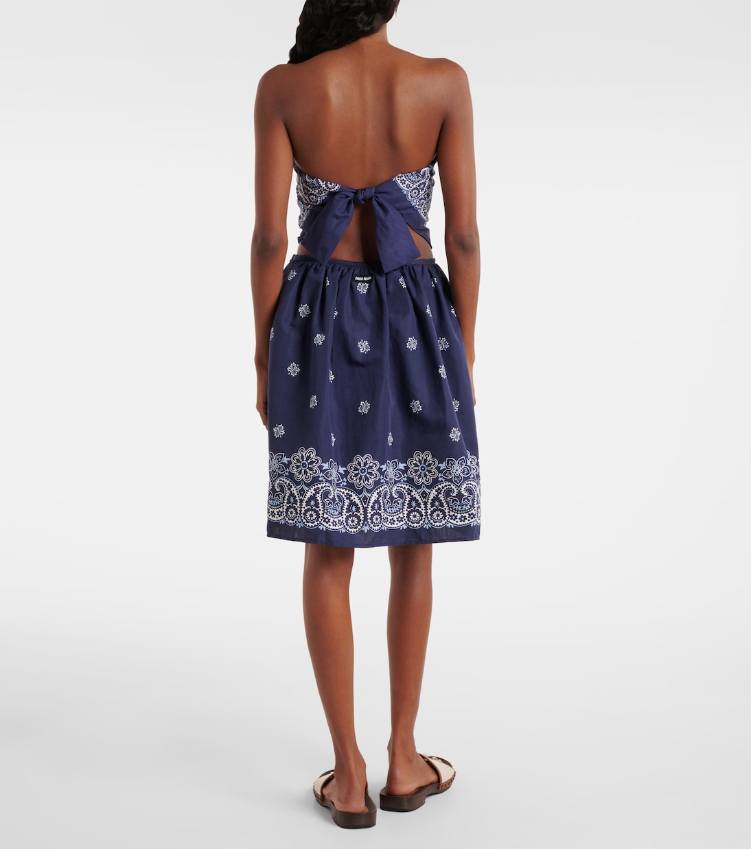 Minifalda de algodón y lino estampada | Miu Miu