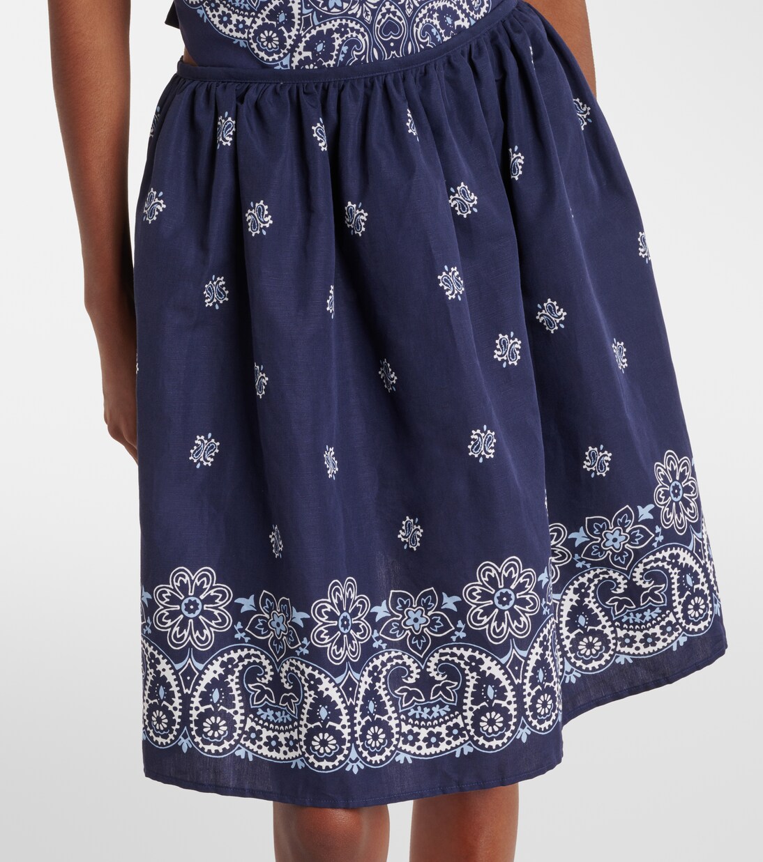 Minifalda de algodón y lino estampada | Miu Miu