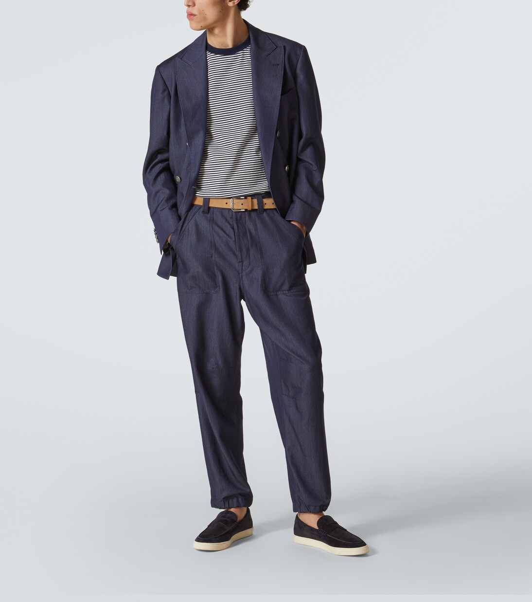 Camiseta en jersey de algodón a rayas | Brunello Cucinelli