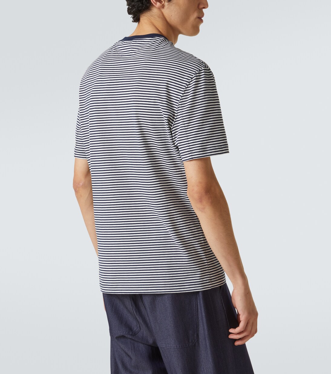Camiseta en jersey de algodón a rayas | Brunello Cucinelli