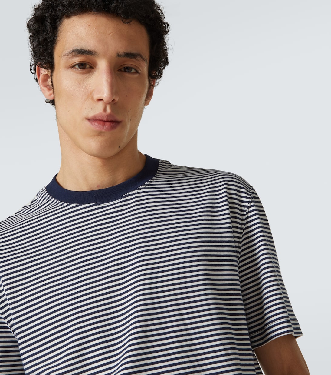 Camiseta en jersey de algodón a rayas | Brunello Cucinelli