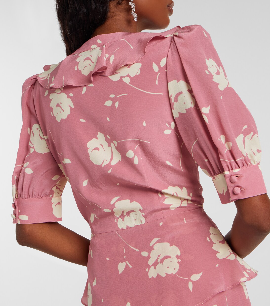 Floral ruffled silk midi dress | Alessandra Rich