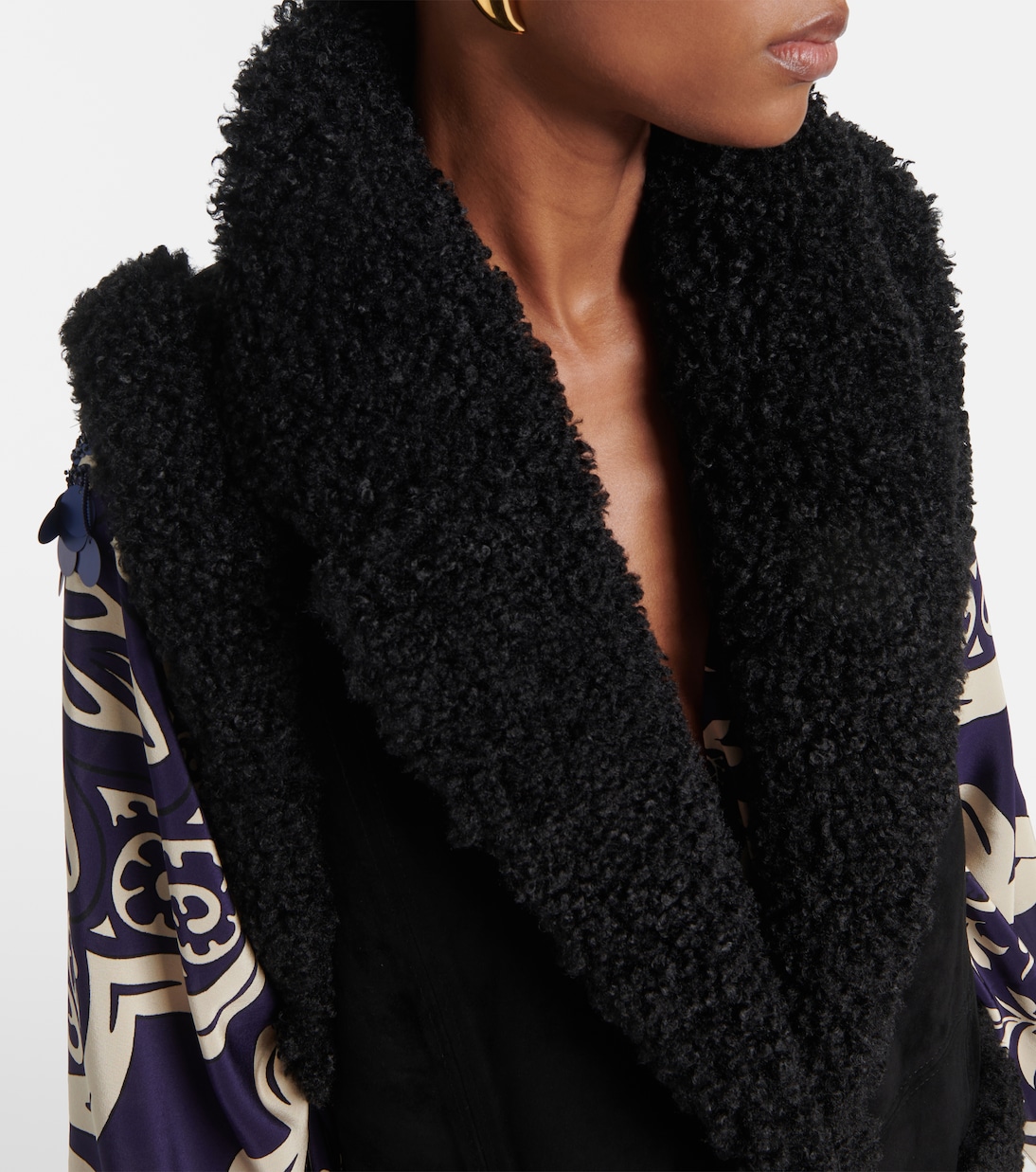 Weste aus Veloursleder mit Shearling | Johanna Ortiz