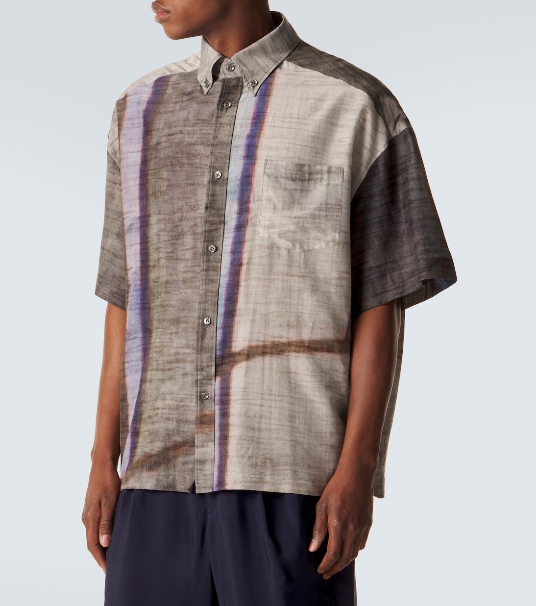 Camicia bowling in cotone e seta con stampa | Giorgio Armani