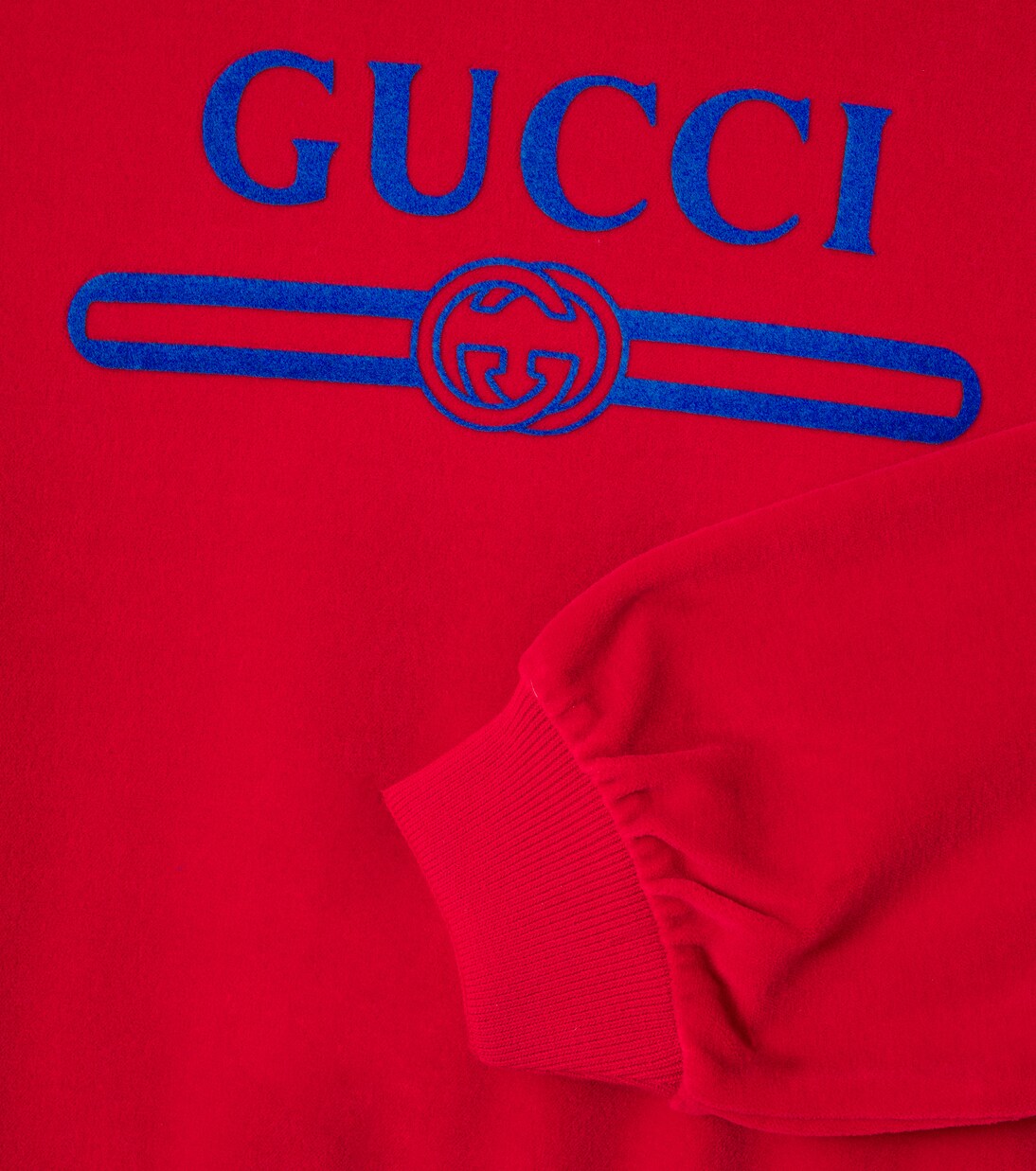 Logo cotton-blend velvet sweatshirt | Gucci Kids