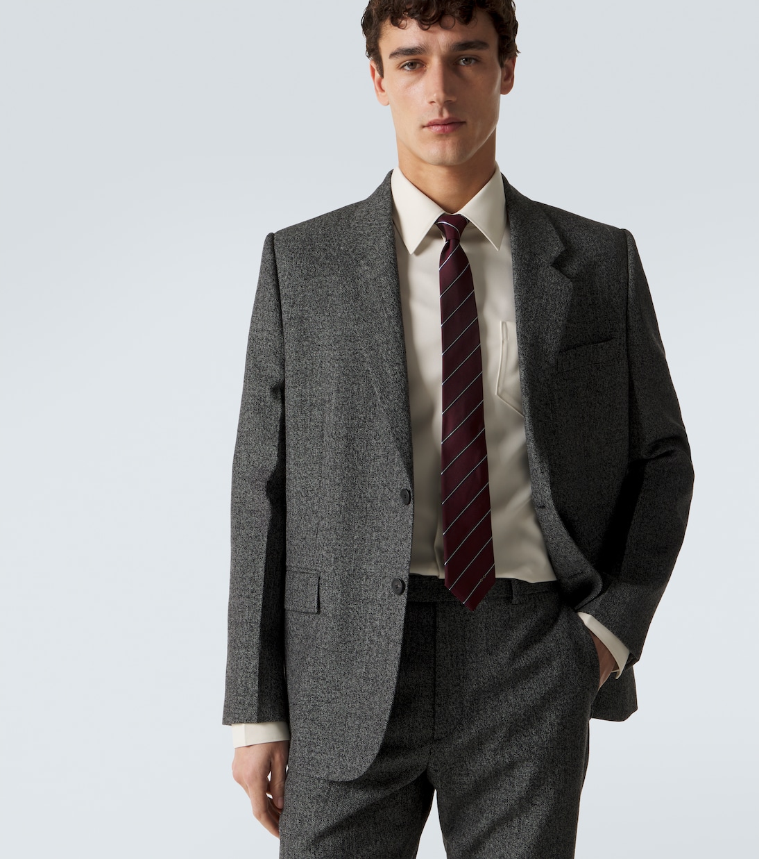 Horsebit striped silk twill jacquard tie | Gucci