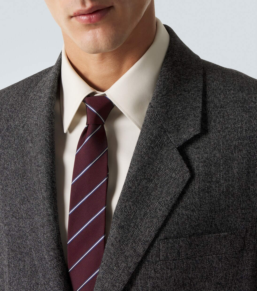 Horsebit striped silk twill jacquard tie | Gucci
