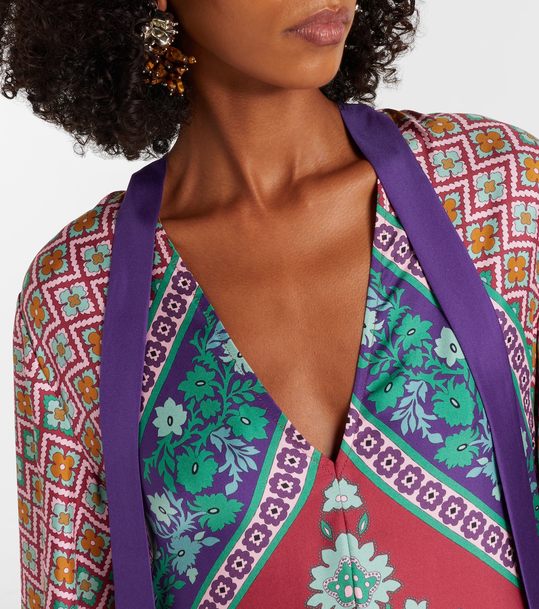 Abito lungo Magnifico in seta con stampa | La DoubleJ