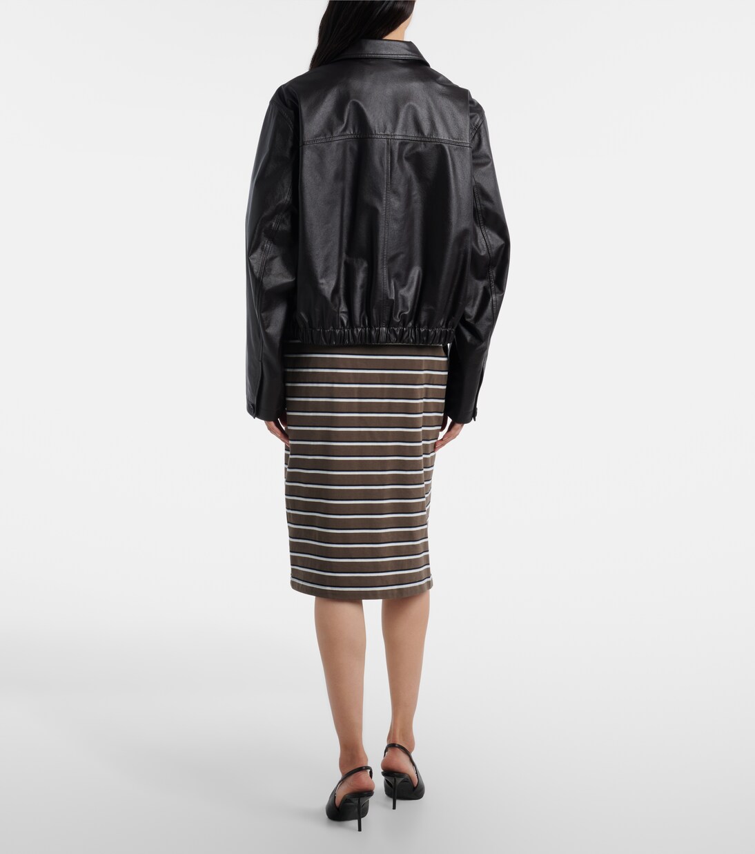 Jupe crayon Sasseline rayée en coton | Rotate