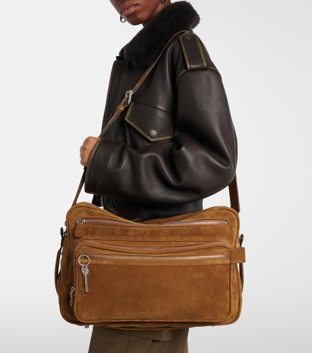 Camero Camera Large suede shoulder bag | Acne Studios