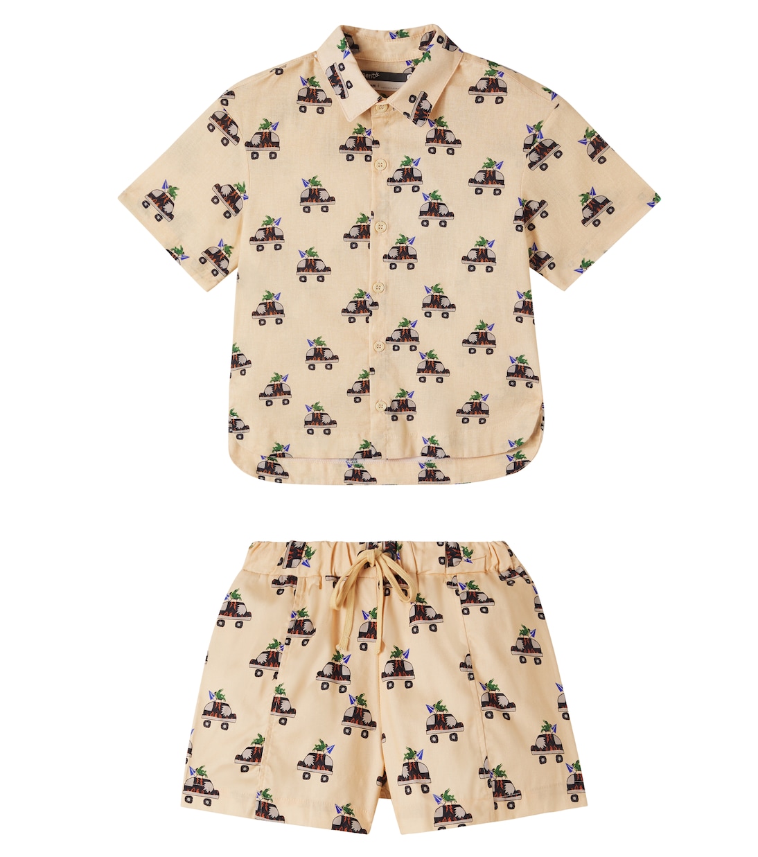 Printed cotton shirt and shorts set | Fábula