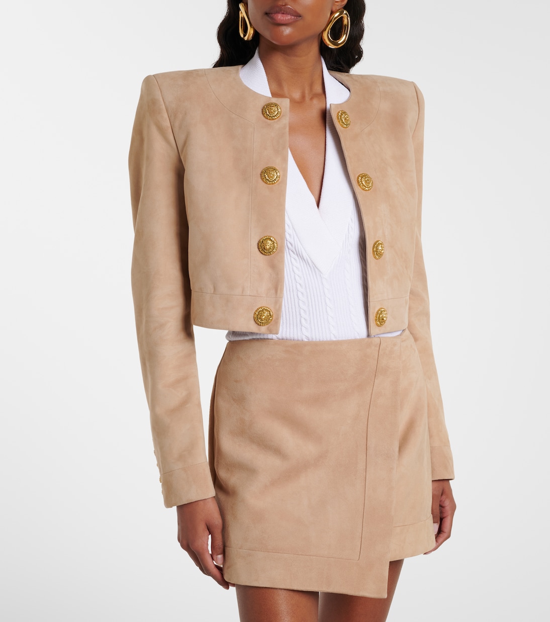 Suede cropped jacket | Balmain