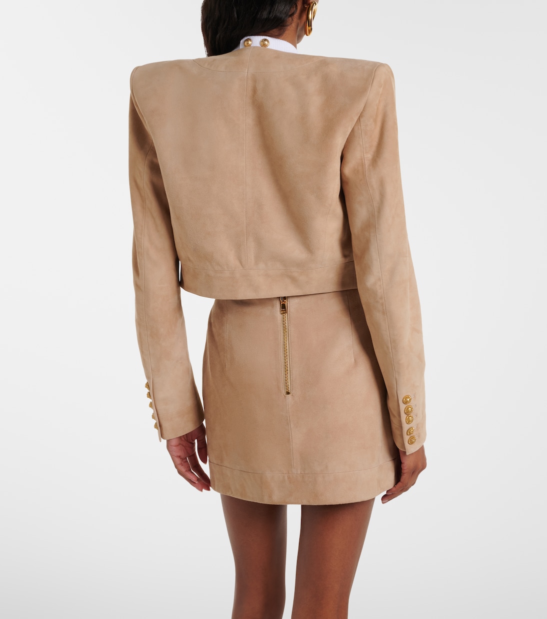 Suede cropped jacket | Balmain