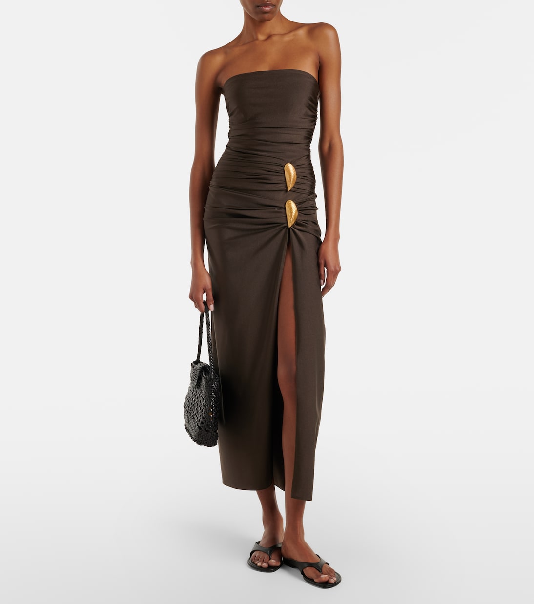 Eiana appliqué ruched midi skirt | Simkhai